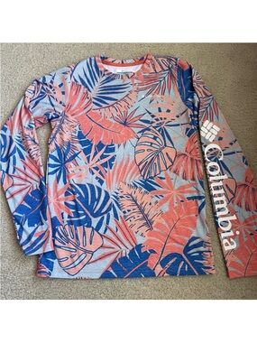 Columbia Kids' Coral & Blue Tropical Long-Sleeve Swim / Sun Shirt